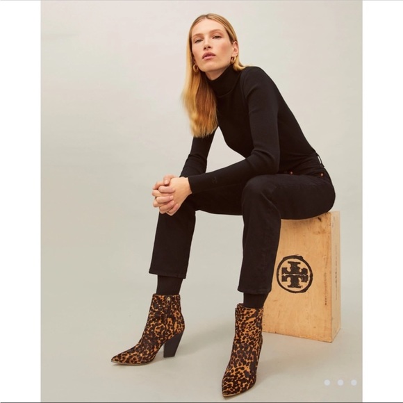 Tori Burch Lila Calf Hair Zip up Ankle Leopard Print Bootie - Picture 6 of 9